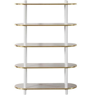 White 40" Contemporary Modern 5-Tier Wood Bookshelf