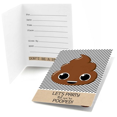 Big Dot of Happiness Party 'Til You're Pooped - Fill In Poop Emoji Party Invitations (8 count)