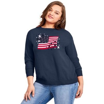 Avenue Women's Plus Size Americana Long Sleeve Crewneck