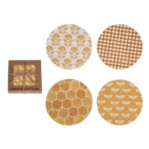 Transpac Wooden Coasters w/Bees Set of 4 Home Decorations Spring - 1 of 1