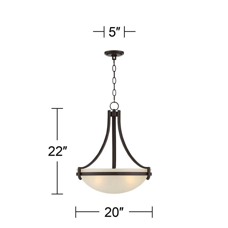 Regency Hill Mallot Oil Rubbed Bronze Pendant Chandelier 20" Wide Industrial Champagne Glass Bowl Shade 4-Light Fixture for Dining Room Kitchen Island, 4 of 10
