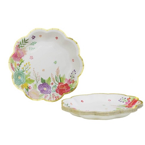 Kate Aspen Garden Blooms 7 In. Premium Paper Plates (set Of 64