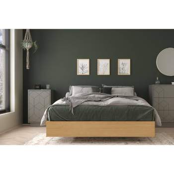 2pc Bilou Bedroom Set Natural Maple/Greige - Nexera