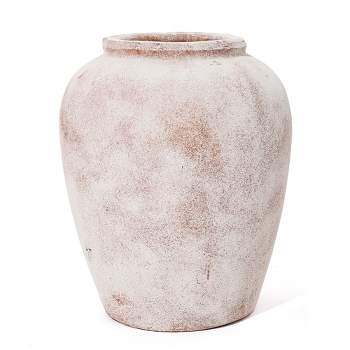LuxenHome Marble Brown and White 12.4-Inch Tall Terracotta Vase Multicolored