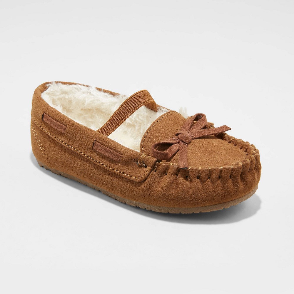 Toddler Size 10 Girls' Celina Moccasin Slippers - Cat & Jack Dark Chestnut 10, Dark Brown