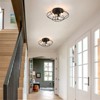 PAKOKULA 3-Light Modern Black Metal Cage Industrial Flush Mount Ceiling Light - 3 of 4
