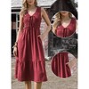 INSPIRE CHIC Women's Sleeveless V Neck Smocked Summer Casual Tiered A-Line Midi Dresses - 2 of 4