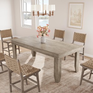 71" Farmhouse Executive Desk, Large Home Office Desks, Two Person Simple Laptop Computer Desk, Work from Home Study Desk, Sturdy Wooden Frame - 1 of 4