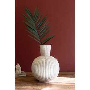 Tall Stone Composite Fluted Bulb Vase – 22" Decorative Accent by Kalalou - 1 of 4