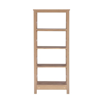Rustic Gray Pine Wood 4-Shelf Bookcase
