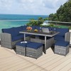 Tangkula 7PCS Rattan Patio Sectional Sofa Set Conversation Set w/ Navy Cushions - 3 of 4