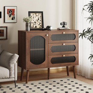 Gulches Natural Accent Cabinet - 3 Drawers & 1 Door with Shelves, Premium Particle Board, Anti-Toppling, Sideboard for Living Room/Entryway - 1 of 4