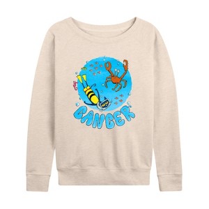 Women's - Pete the Cat - Cancer Lightweight French Terry Wide Neck Long Sleeve Shirt - 1 of 4