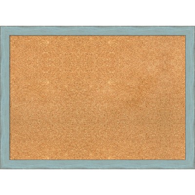 Sky Blue Rustic Wood Framed Cork Bulletin Board, 30" x 22"