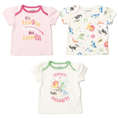 Harry Potter Gryffindor Hufflepuff Ravenclaw Baby Girls 3 Pack T-Shirts Newborn to Infant