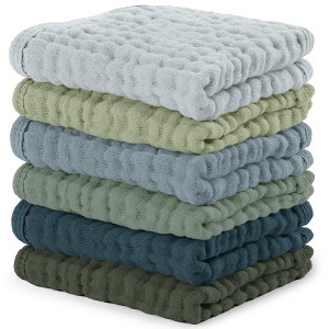 Baby Washcloths Muslin Cotton, Large 10”x10” by Comfy Cubs - 1 of 4