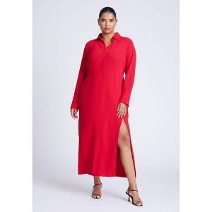 ELOQUII Women's Plus Size Collared Maxi Shirt Dress - 1 of 3