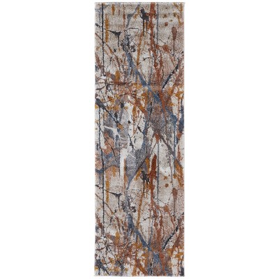 Gilmore Modern Watercolor Blue/Orange/Gray Area Rug