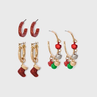 Girls' 3pk Christmas Earrings - art class™