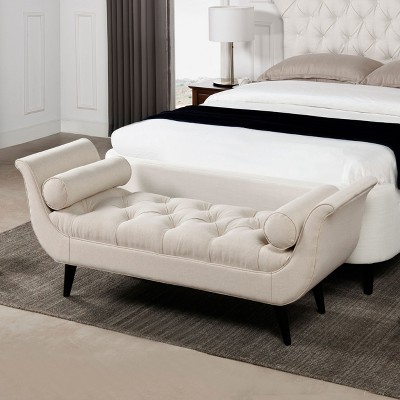NicBex Bench End of Bed Bench Tufted Flared Arm Bench for Bedroom and Entryway, Beige