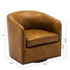 CAVINAS Faux Leather Barrel Swivel Accent Chair with Curved Backrest,Upholstered Swivel Living Room Chairs,Reading Chairs for Living Room - 3 of 4
