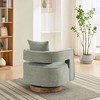 Okak 360° Swivel Accent Chair with Weathered Wood Base,Modern Open Back Armchair for Living Room,Bedroom - 2 of 4