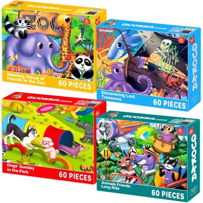 QUOKKA Puzzles for Kids Ages 4-6 - Set of 4x60 Jigsaw Puzzles for Toddlers 3-5