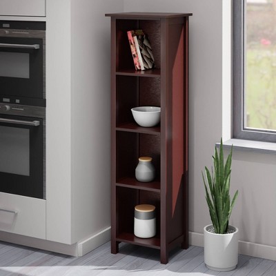 Transitional Walnut Brown 5-Tier Kids Storage Bookshelf