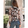 Women's Mock Neck Long Sleeve Mesh Print Blouse Sheer Panel T-Shirt Top - 2 of 2