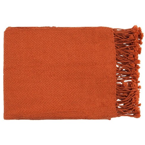 Mark Day Silz 50 w X 60 l Solid And Border Burnt Orange Throw Blankets Target