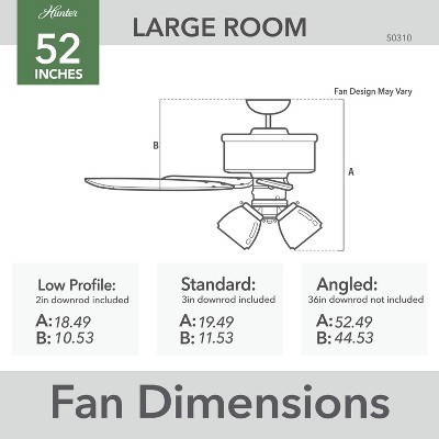 Hartland Indigo Blue 52" Ceiling Fan with Clear Seeded Glass Lighting