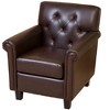 Bonded Leather Tufted Fully Padded Club Chair with Compact Design for Small Spaces for Living Room - 2 of 4