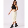 Allegra K Women's Midi Flap Pocket Back Slit Drawstring Cargo Skirt - 4 of 4
