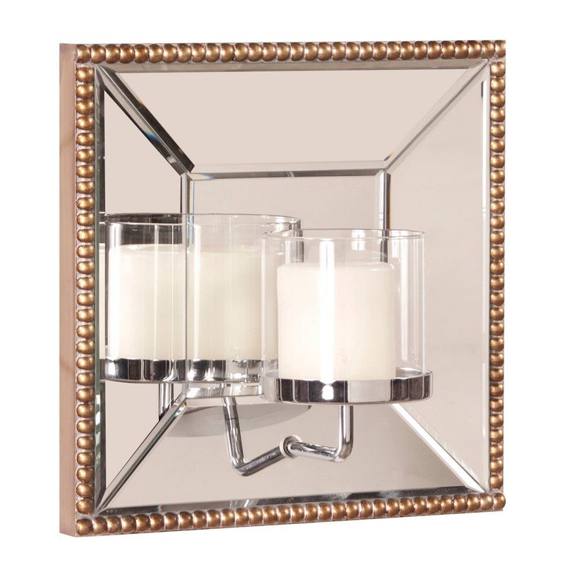 Howard Elliott Lydia Square Mirror with Candle Holder Antique gold, 4 of 8