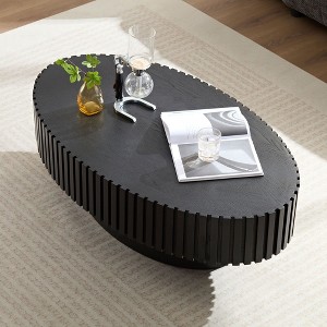 NicBex Modern Drum/Oval Coffee Table, 43.7 Inch Oval, MDF Top, Sturdy Pedestal Base, for Living Room - 1 of 4