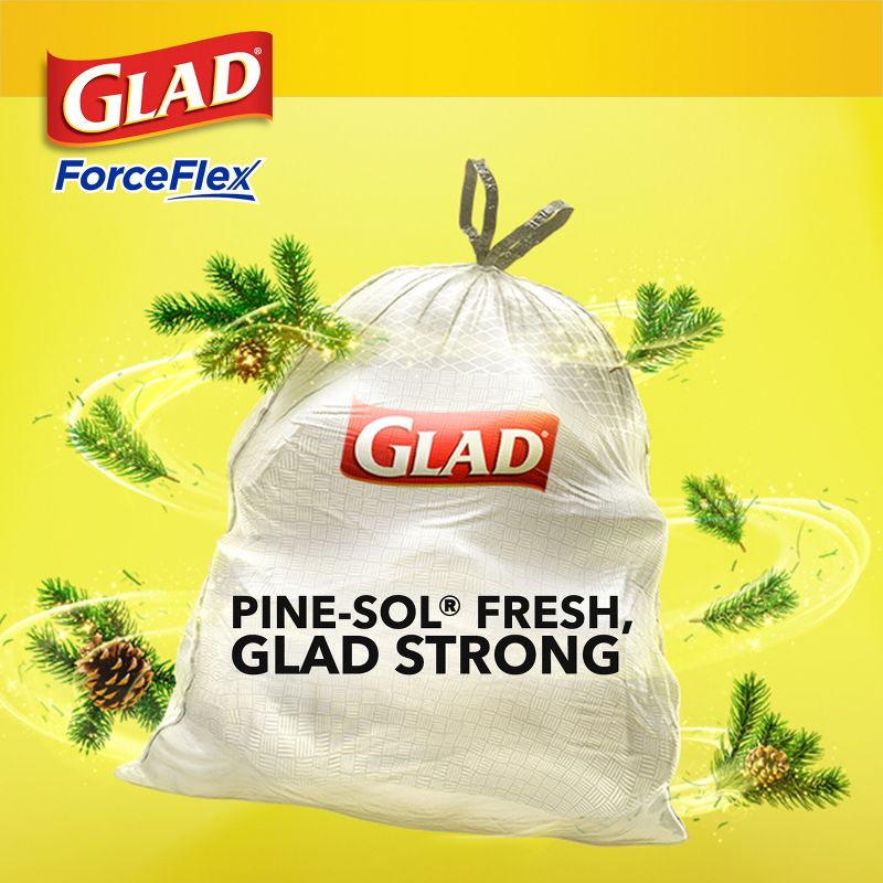 Glad ForceFlex Drawstring Trash Bags - Pinesol - 13 Gallon - 50ct, 4 of 19