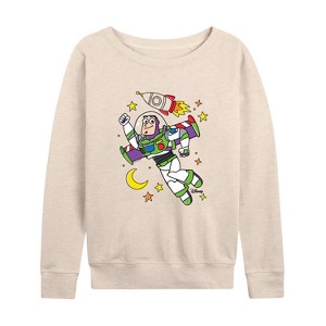 Women's - Disney - Spaced Out Lightweight French Terry Wide Neck Long Sleeve Shirt - 1 of 4