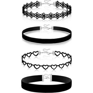 Black Choker Necklace for Women Black Velvet Choker Set Black Choker Necklaces Classic Chokers for Women Adjustable Gothic Choker Accessories - 1 of 4