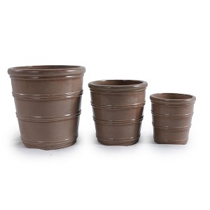 NAYSAYE Planter Set of 3 Ceramic Flowerpot Sleek Glossy Design for Indoor Outdoor Garden, Yellow, 16.2"*16.2"*16.2" - 1 of 4