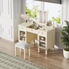 FONTOI 2-in-1 Vanity Desk with Flip-Top Mirror, Dressing Table Set with Drawer&Cabinet, Multi-Functional Desk for Bedroom, White, 20.1"*29.8"*46.5" - 4 of 4