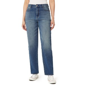 WallFlower Women's Fearless Curvy Super High-Rise Retro Straight 30" Insta Vintage Juniors Jeans, Sizes 0-17 - 1 of 3