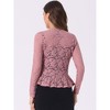 INSPIRE CHIC Women's Tie Front Ruffled Hem Floral Lace Sheer Crop Bolero Shrug - 3 of 4