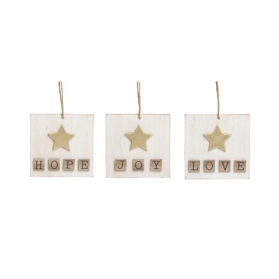 Transpac MDF Gold Accent Ornament Set of 3 Christmas Home Decorations