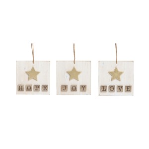 Transpac MDF Gold Accent Ornament Set of 3 Christmas Home Decorations - 1 of 3