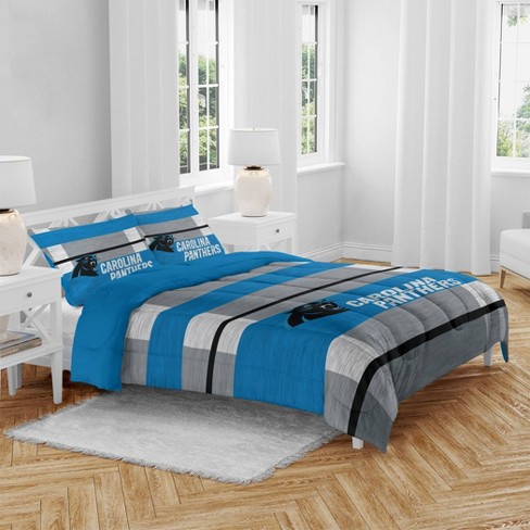 Nfl Carolina Panthers Heathered Stripe Queen Bed In A Bag - 3pc : Target