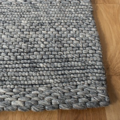 Marbella Dark Grey Wool Flat Woven Rectangular Area Rug 5' x 8'
