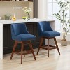 CAVINAS 26" H Counter Height Swivel Barstools Set of 2, Upholstered Swivel Dining Chairs with Curved Backrest and Solid Rubber Wood Legs - 2 of 4