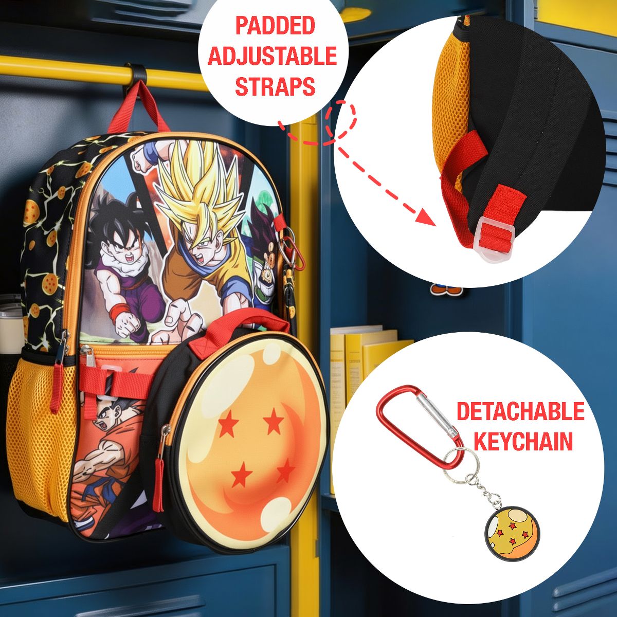 Dragon Ball Z Anime Heroes 5-Piece 16" Backpack Set for Boys - thumbnail 4