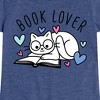 Girls' - Instant Message - Book Lover Cat Fitted Short Sleeve Graphic T-Shirt - 2 of 4