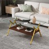 VYNXARIA Rectangle Coffee Table with Tempered Glass top and Golden Metal Legs, Modern Table for Living Room - 2 of 4